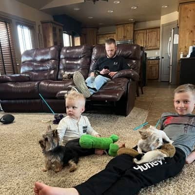 Family with Yorkies